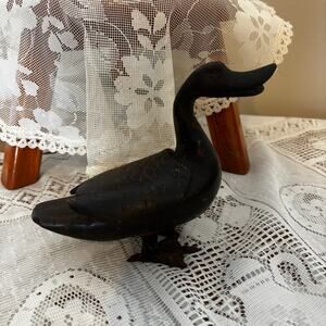 Primitive Vintage Cast Iron Pelican Duck Goose Heavy Opens Decor